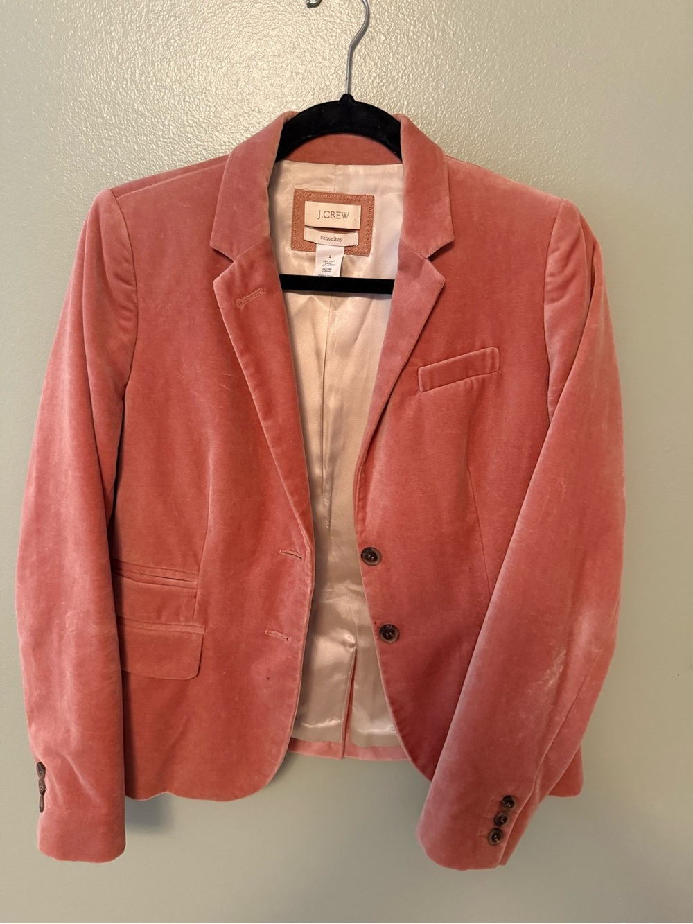 J. Crew Rose Pink Velvet Blazer